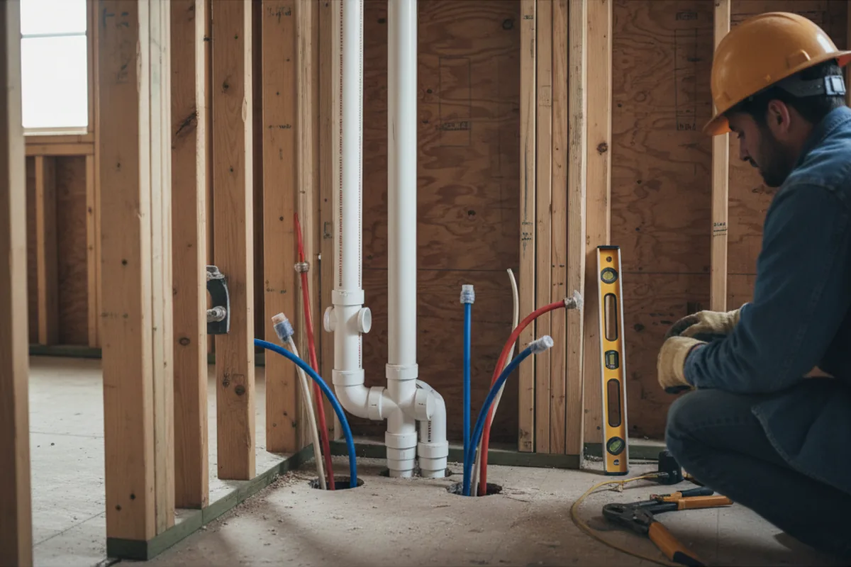 Drain and supply rough-in during Leak Detection in Ninety Six